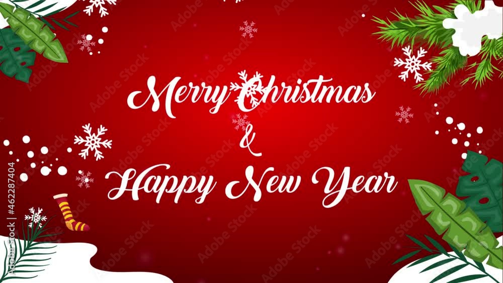 Poster merry christmas and happy new year 4k modern animation with snowfall. abstract holiday concept backg