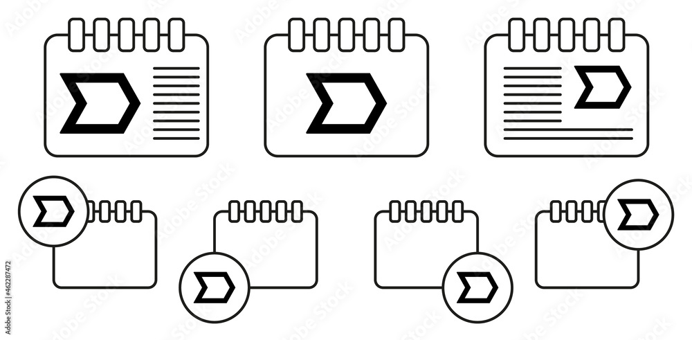 Aufkleber arrow vector icon in calender set illustration for ui and ux, website or mobile application