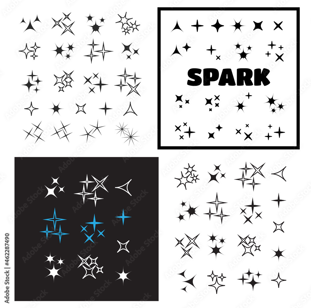 Wall mural sparkle lights stars set. glowing light effect star. sparkle lights vector