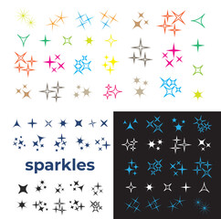 Sparkles, glowing light effect stars and bursts. Bright firework, decoration twinkle, shiny flash