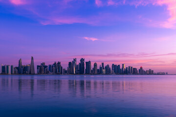Fototapeta na wymiar Doha Skyline at Sunrise