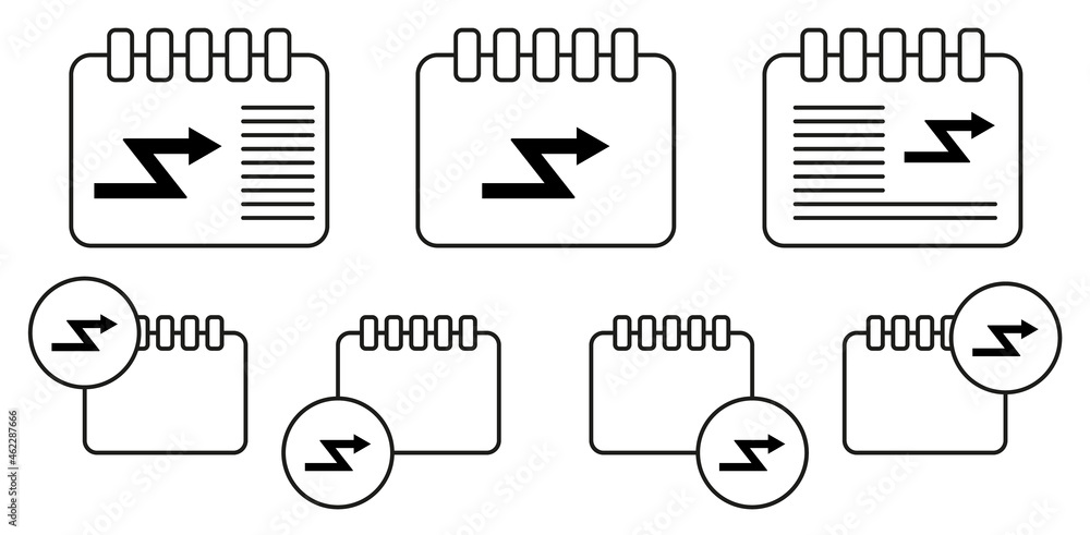 Aufkleber arrow vector icon in calender set illustration for ui and ux, website or mobile application