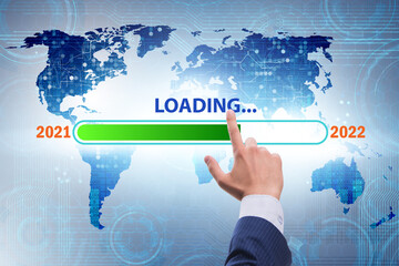 Concept of transitioning from year 2021 to 2022