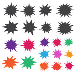 Bursting speech star set. Starburst isolated icons set