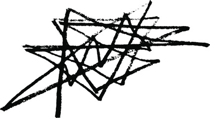 Monochrome texture composed of irregular graphic elements. Distressed uneven grunge background. Abstract vector illustration. Overlay for interesting effect and depth. Isolated on white background.