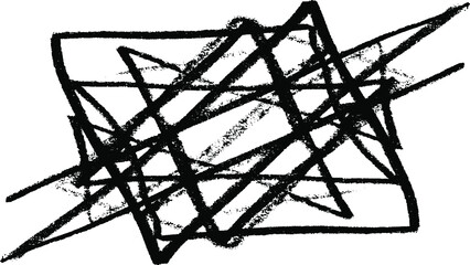 Monochrome texture composed of irregular graphic elements. Distressed uneven grunge background. Abstract vector illustration. Overlay for interesting effect and depth. Isolated on white background.