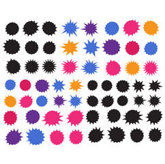 Starburst explosion comic shapes vector. Speech boom bubbles © 3dwithlove