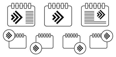 Arrow, forward vector icon in calender set illustration for ui and ux, website or mobile application