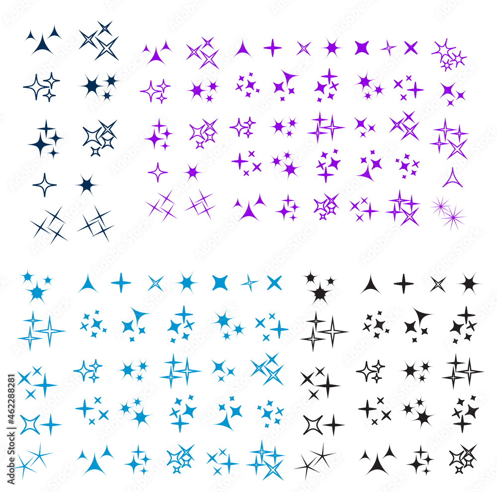 Wall mural sparkles line icons. black sparkles symbols vector