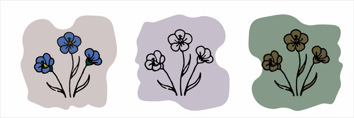 abstract background.flowers flora garden decoration line art with colored spot