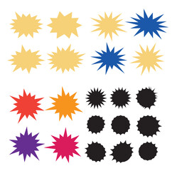 Starburst explosion comic shapes vector. Speech boom bubbles