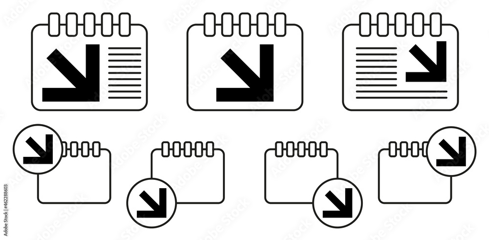 Poster arrow vector icon in calender set illustration for ui and ux, website or mobile application