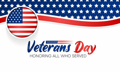 Veterans day is observed every year on November 11, for honoring military veterans who have served in the United States Armed Forces. Vector illustration