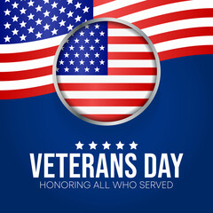 Veterans day is observed every year on November 11, for honoring military veterans who have served in the United States Armed Forces. Vector illustration