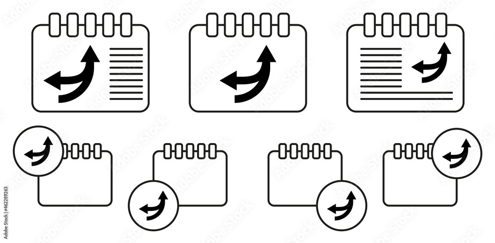 Aufkleber arrow vector icon in calender set illustration for ui and ux, website or mobile application