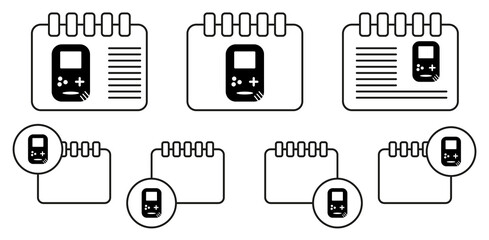 Doodle consoles vector icon in calender set illustration for ui and ux, website or mobile application
