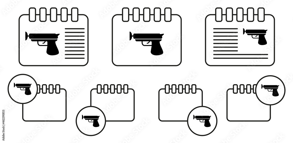 Poster toy gun with velcro vector icon in calender set illustration for ui and ux, website or mobile applic