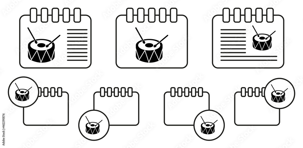 Poster drum toy icon. toy element vector icon in calender set illustration for ui and ux, website or mobile
