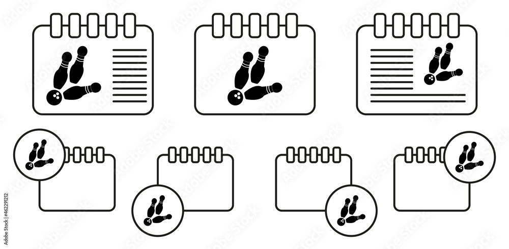 Aufkleber icon of bowling. toy element vector icon in calender set illustration for ui and ux, website or mobi