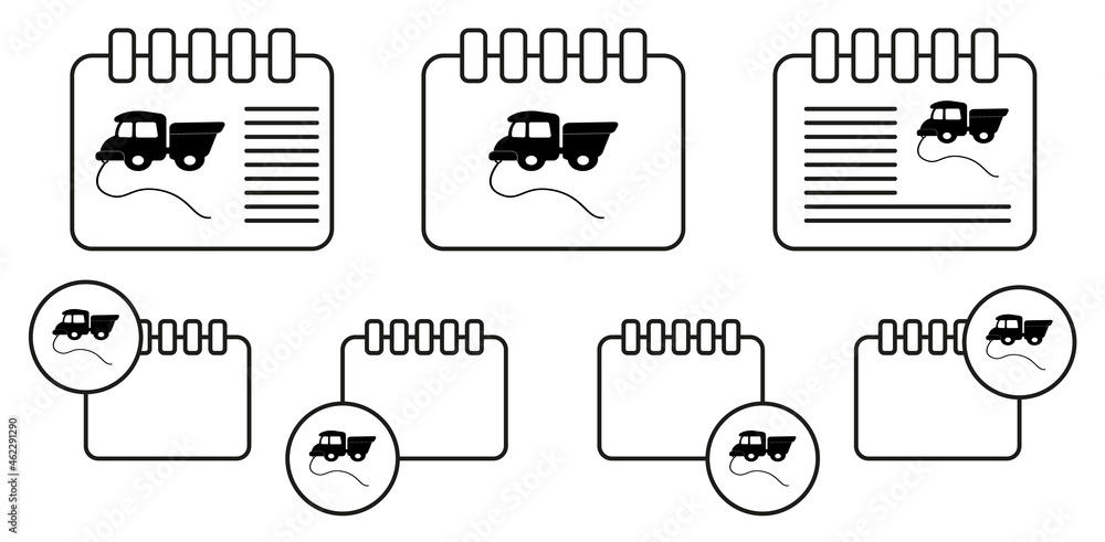 Poster toy truck on a string icon. toy element vector icon in calender set illustration for ui and ux, webs