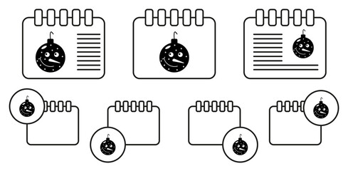 Christmas ball vector icon in calender set illustration for ui and ux, website or mobile application