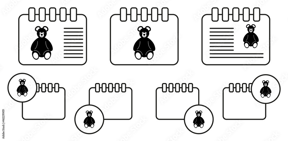 Poster teddy bear plush toy icon on white background vector icon in calender set illustration for ui and ux