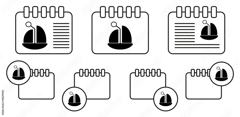 Poster toy sailing ship vector icon in calender set illustration for ui and ux, website or mobile applicati