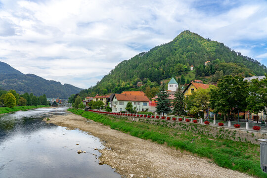 gorgeous town of Lasco in Slovenia with the Spica river bank