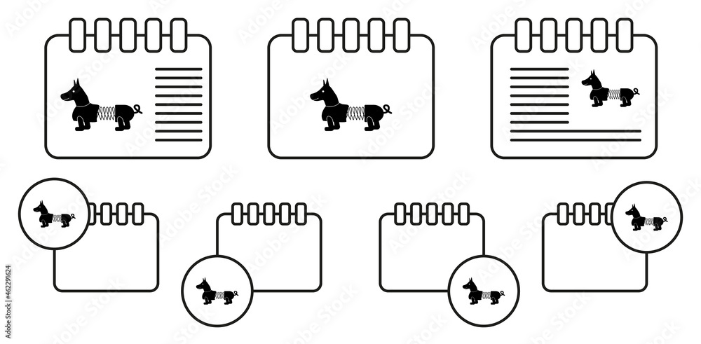 Poster dog toy vector icon in calender set illustration for ui and ux, website or mobile application