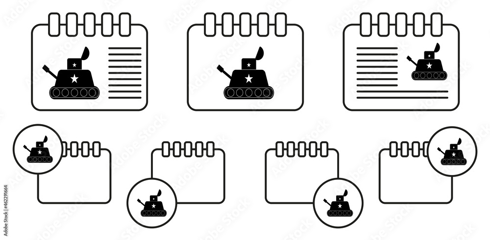 Poster tank toy vector icon in calender set illustration for ui and ux, website or mobile application