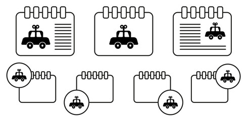 Mechanical car baby toy vector icon in calender set illustration for ui and ux, website or mobile application