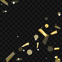 Gold confetti. Vivid blur effect. Festive foil. Great design for any purpose. Holiday, birthday. Gold glitter. Light glare..