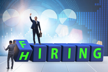 Hiring and firing concept with turning cubes