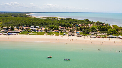 Fototapeta na wymiar Ponta de Corumbau, Prado, Bahia. Aerial view of Ponta de Corumbau beach