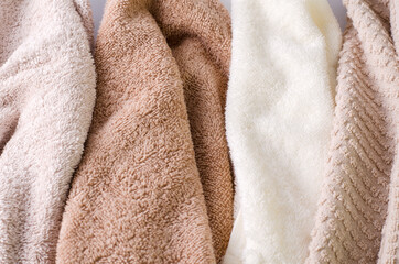 Fototapeta na wymiar View of the towel close-up. Background texture towel.