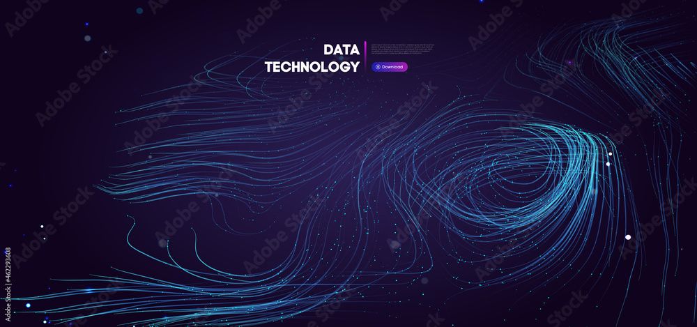 Poster big data technology vector illustration. abstract blurred data business colored mesh.