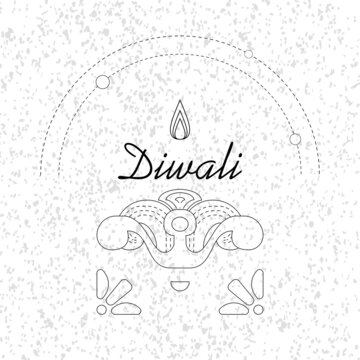 Minimalistic icon for the Diwali holiday. contour image of Indian ornament. Ideal for printing packaging, postcards, fabrics, websites, templates. EPS10