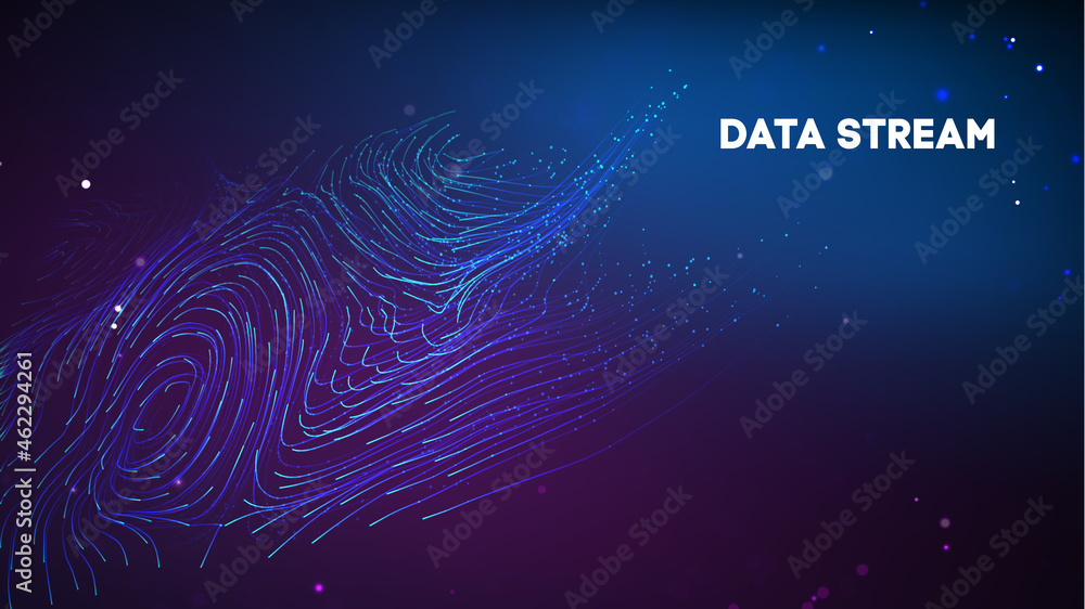 Poster abstract purple data stream. abstract digital background cloud technology. big data technology vecto