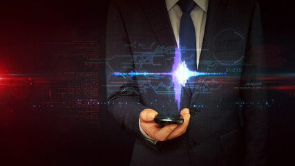 Audio spectrum music neon sign abstract concept 3d illustration