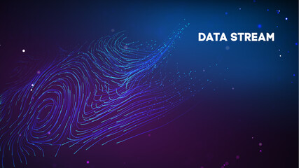 Fototapeta premium Abstract purple data stream. Abstract digital background cloud technology. Big Data Technology vector illustration.