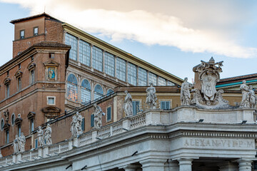 Vatican Apostolic Palace (Palazzo Apostolico). The building with Papal Apartments in Vatican City.