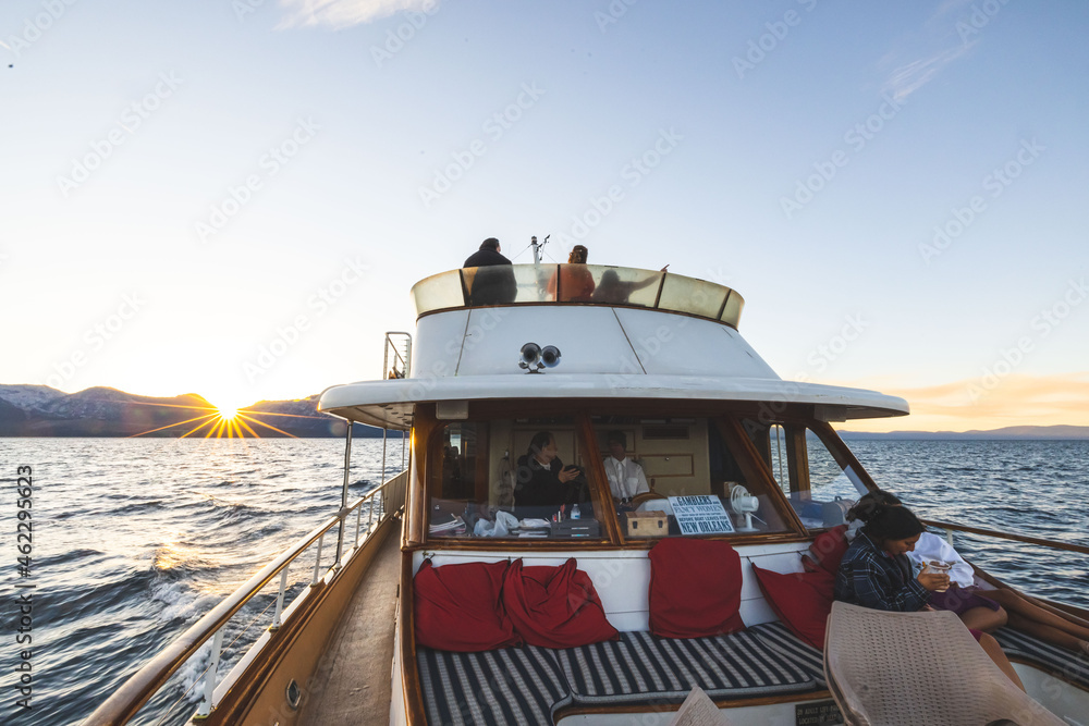 Wall mural boat in the sea