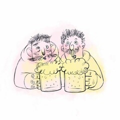 Illustration of friends drinking together