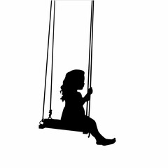 a girl swinging body silhouette vector