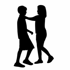 children playing, silhouette vector