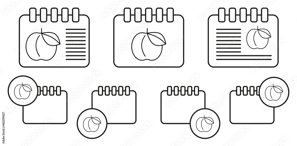 Aufkleber peach vector icon in calender set illustration for ui and ux, website or mobile application