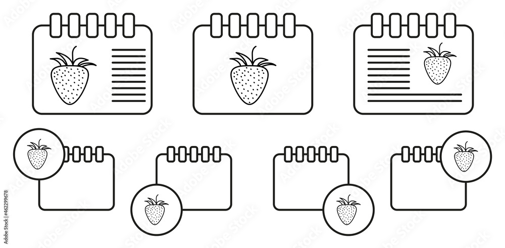 Aufkleber strawberry vector icon in calender set illustration for ui and ux, website or mobile application