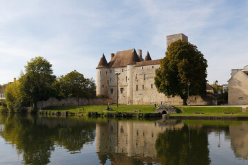 Naklejka na ściany i meble View of the Nemours medieval castle in France