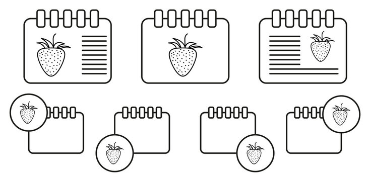Strawberry vector icon in calender set illustration for ui and ux, website or mobile application