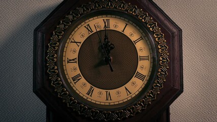 Vintage Clock Face At Midnight